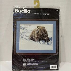 Bucilla Cross Stitch Kit Heavy Going Grizzly 41544 Bear Nature Animals